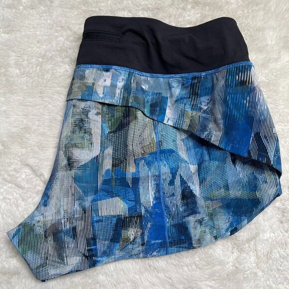 Lululemon Women's Blue Run Speed Up Sun Dazed Multi Blue Super Dark Short 12 - Picture 2 of 8